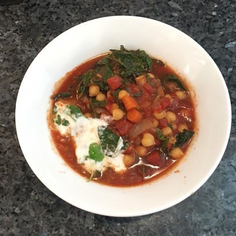 chickpea stew in white bowl